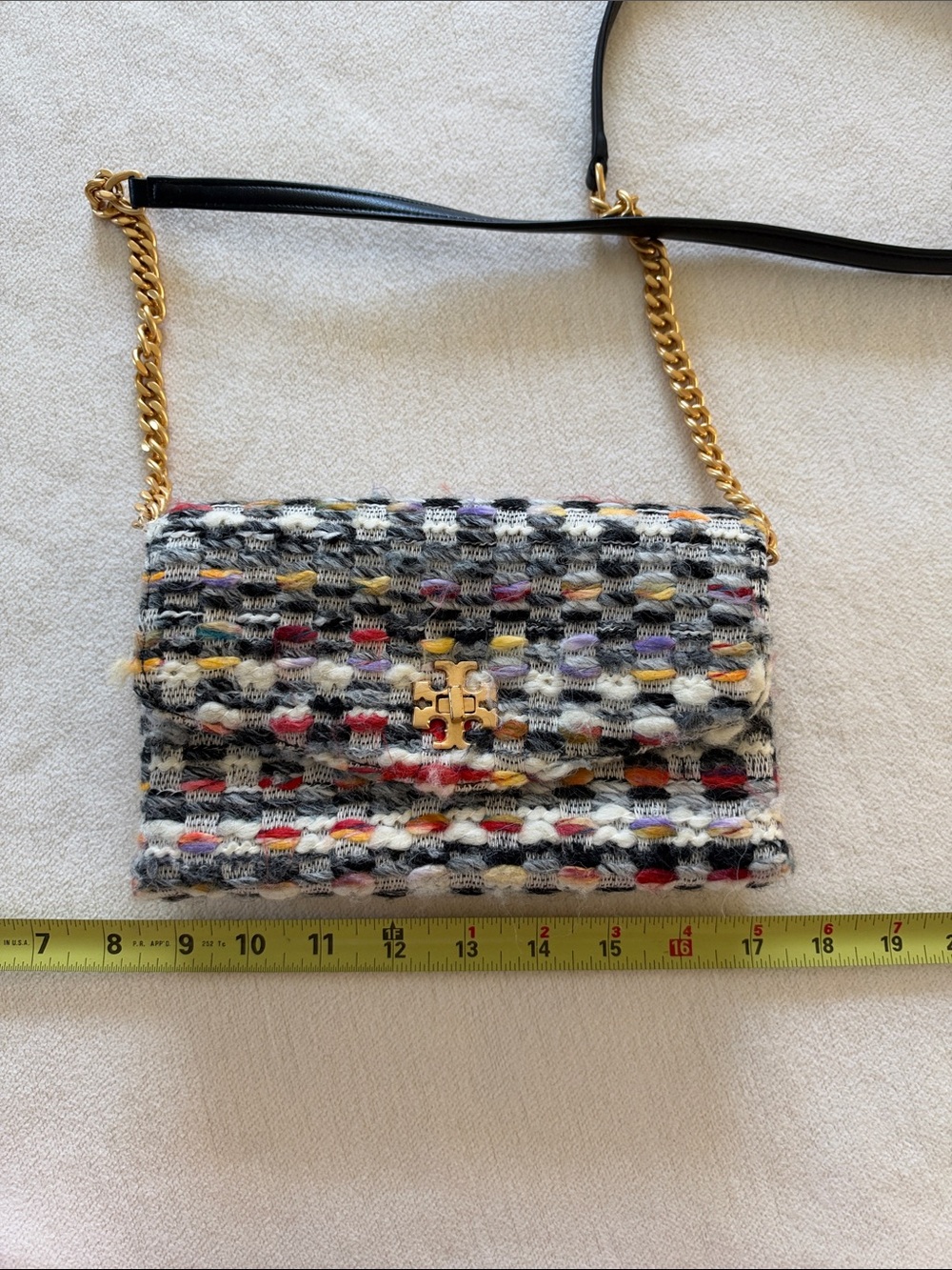 Tory Burch Small Kira Tweed Convertible Shoulder Bag Multicolor & Black - Picture 4 of 9